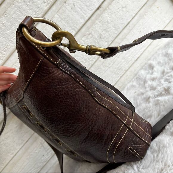 COACH Brown Leather Y2K Chelsea Laced Hobo Crossbody Bleecker Slim Bucket Bag - Picture 5 of 12